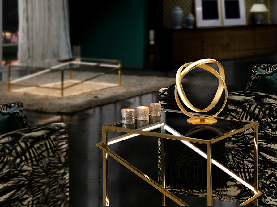 ·LAZAS· TABLE LAMP, GOLD LEAVES Ø30