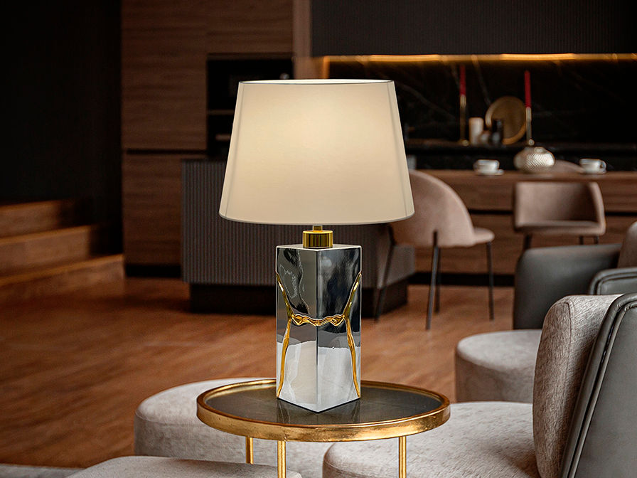 OCEAN - TABLE LAMP 1L CHROME-GOLD LEAVES