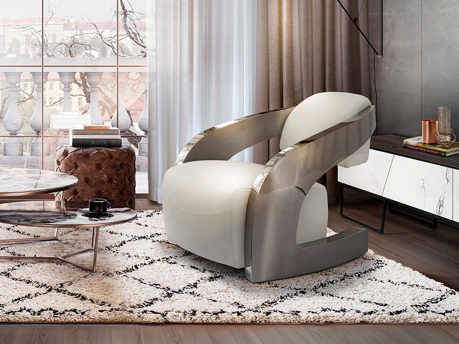 ·AMANDA· ARMCHAIR, STEEL AND WHITE