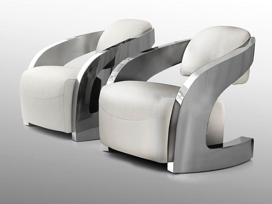 ·AMANDA· ARMCHAIR, STEEL AND WHITE