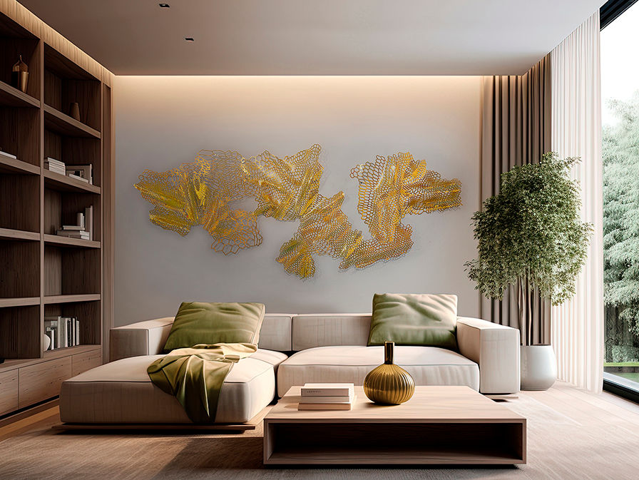 DRAKO - WALL SCULPTURE - GOLDEN STEEL
