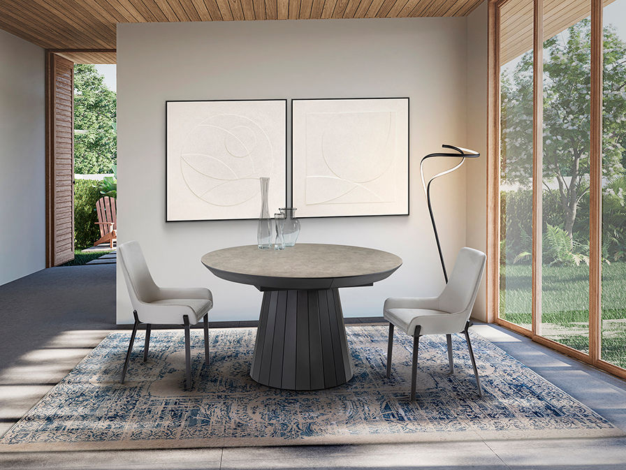 KORIA - DINING TABLE - STONE/BLACK