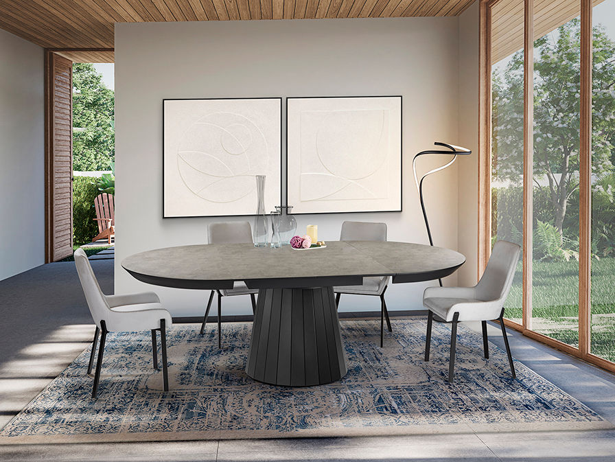 KORIA - DINING TABLE - STONE/BLACK