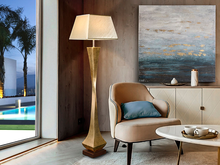 ·DECO· FLOOR LAMP, 1L, GOLD.
