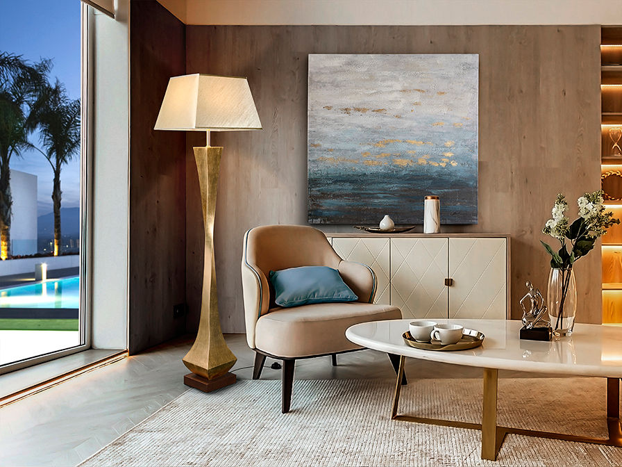 ·DECO· FLOOR LAMP, 1L, GOLD.