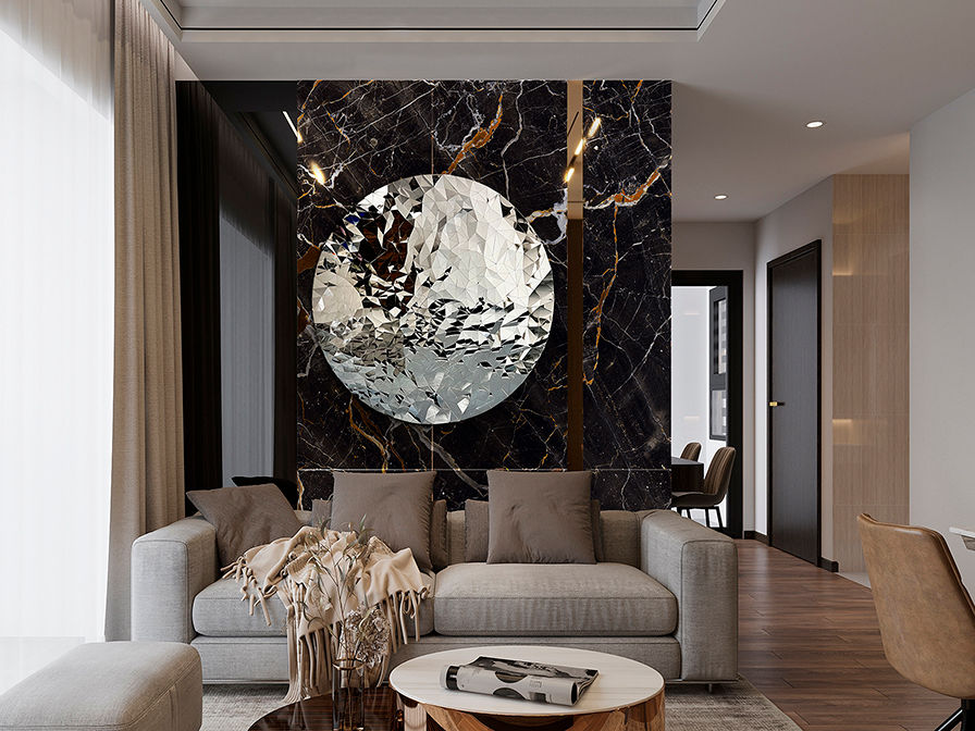 Polyedric 687713 POLYEDRIC- STEEL BAS-RELIEF CHROMED