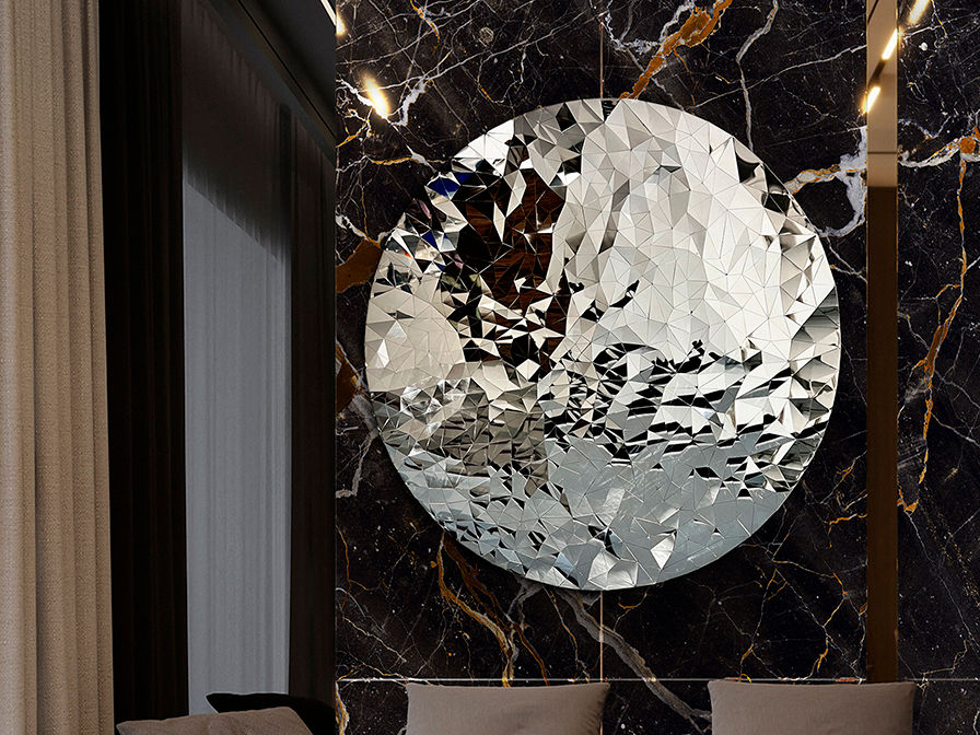 Polyedric 687713 POLYEDRIC- STEEL BAS-RELIEF CHROMED