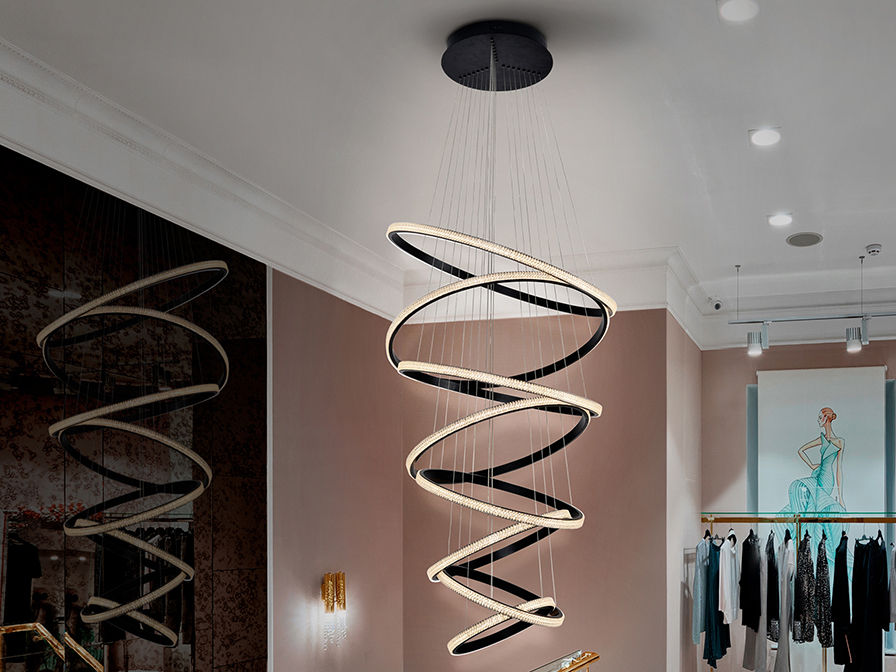 RING - LAMP 8 BLACK RINGS, 3000K DIMMABL