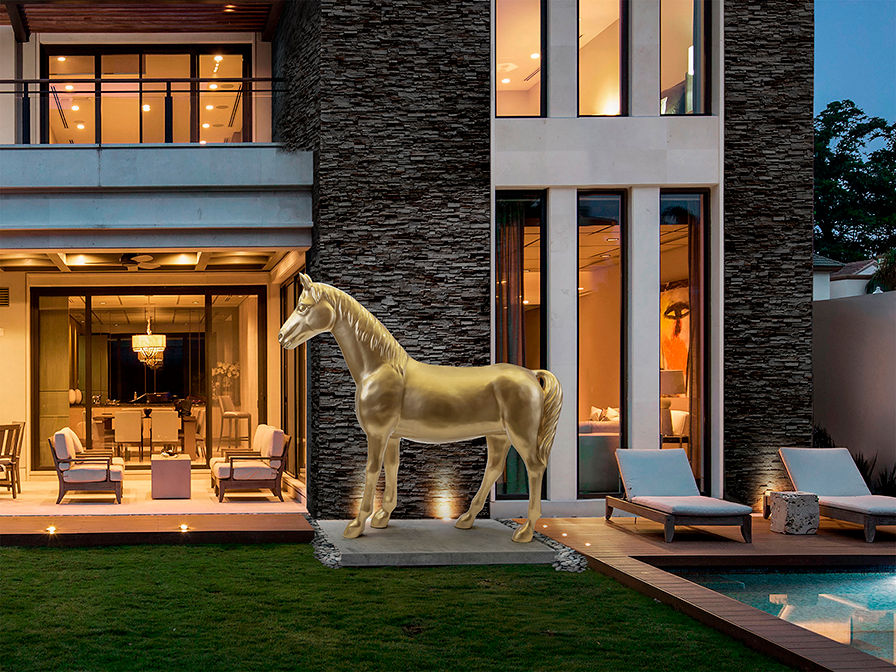 PEGASO- LARGE HORSE FIGURE, GOLD