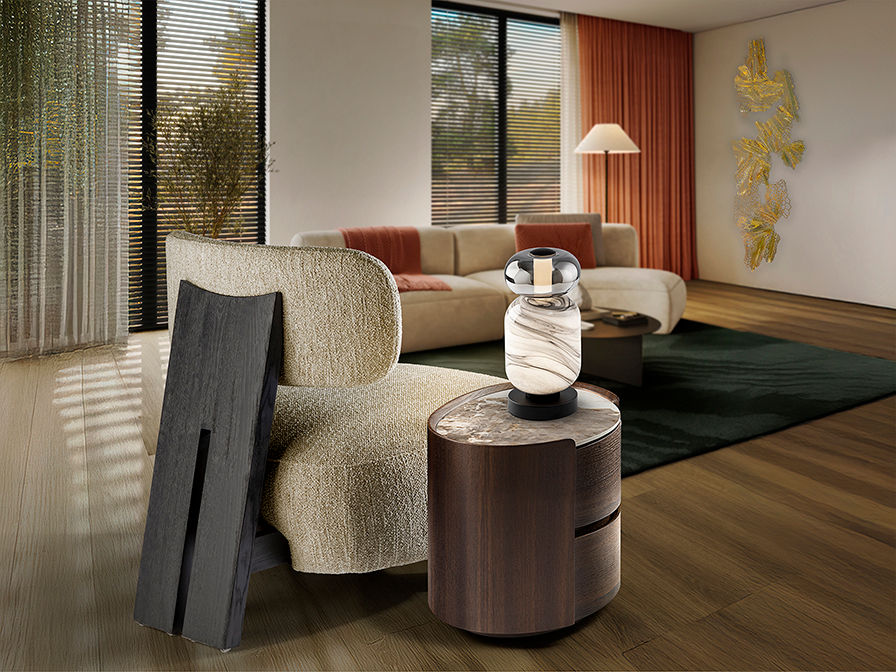 BIANCA -TABLE LAMP 1L- VEINED/SMOKE