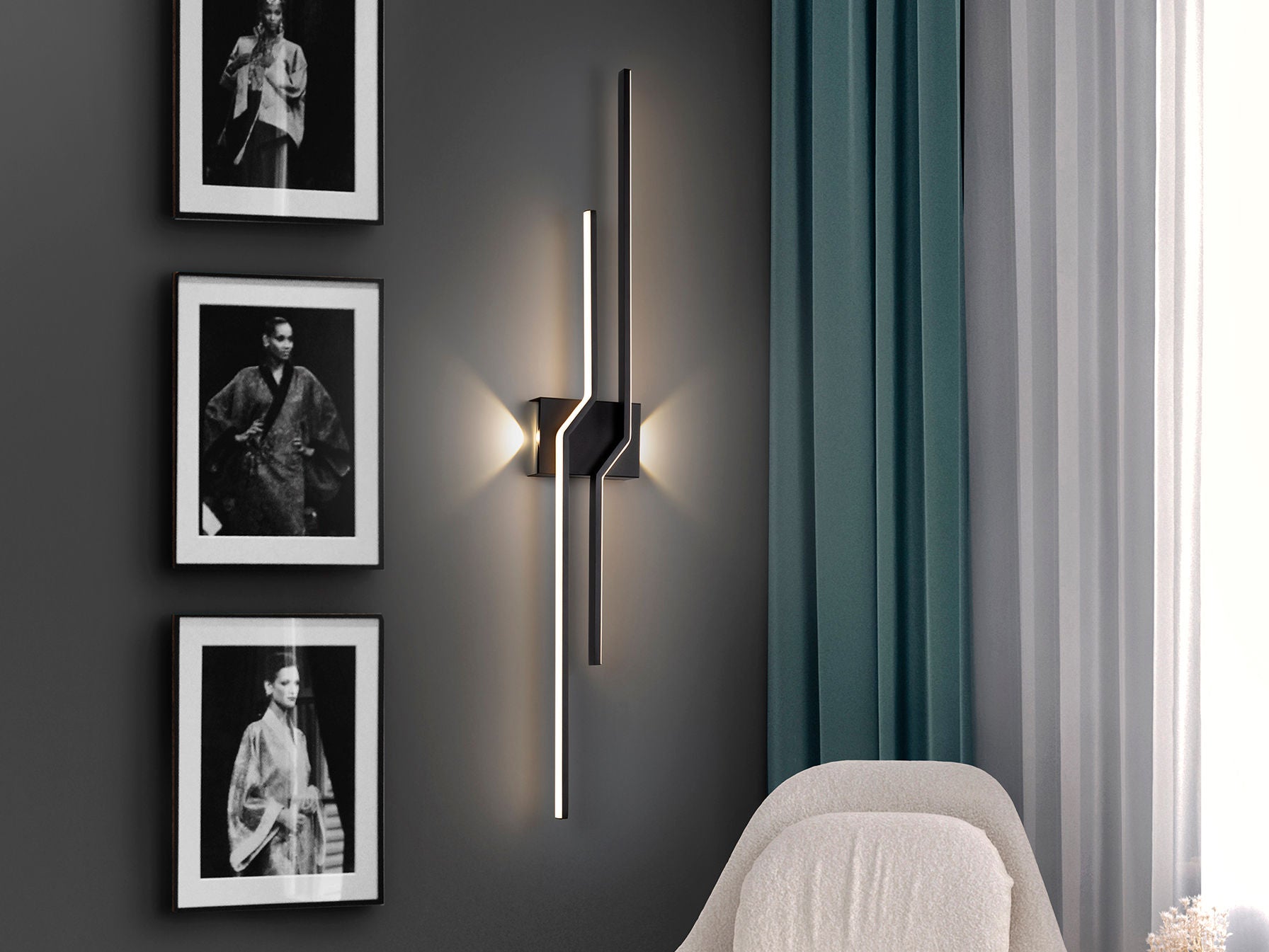 ZIGZAG - BLACK WALL LAMP 4L