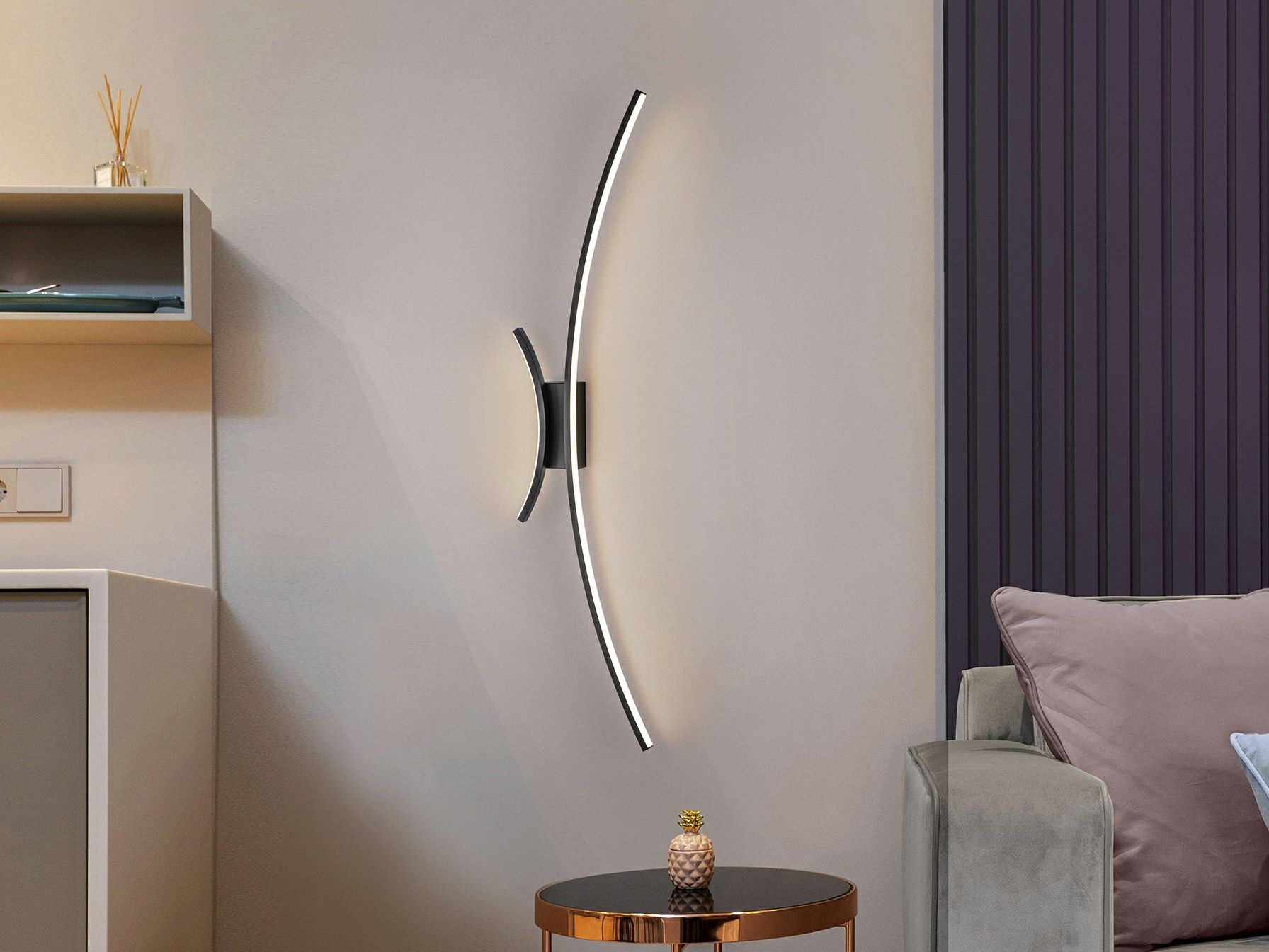 Curves - Black Wall Lamp 2L