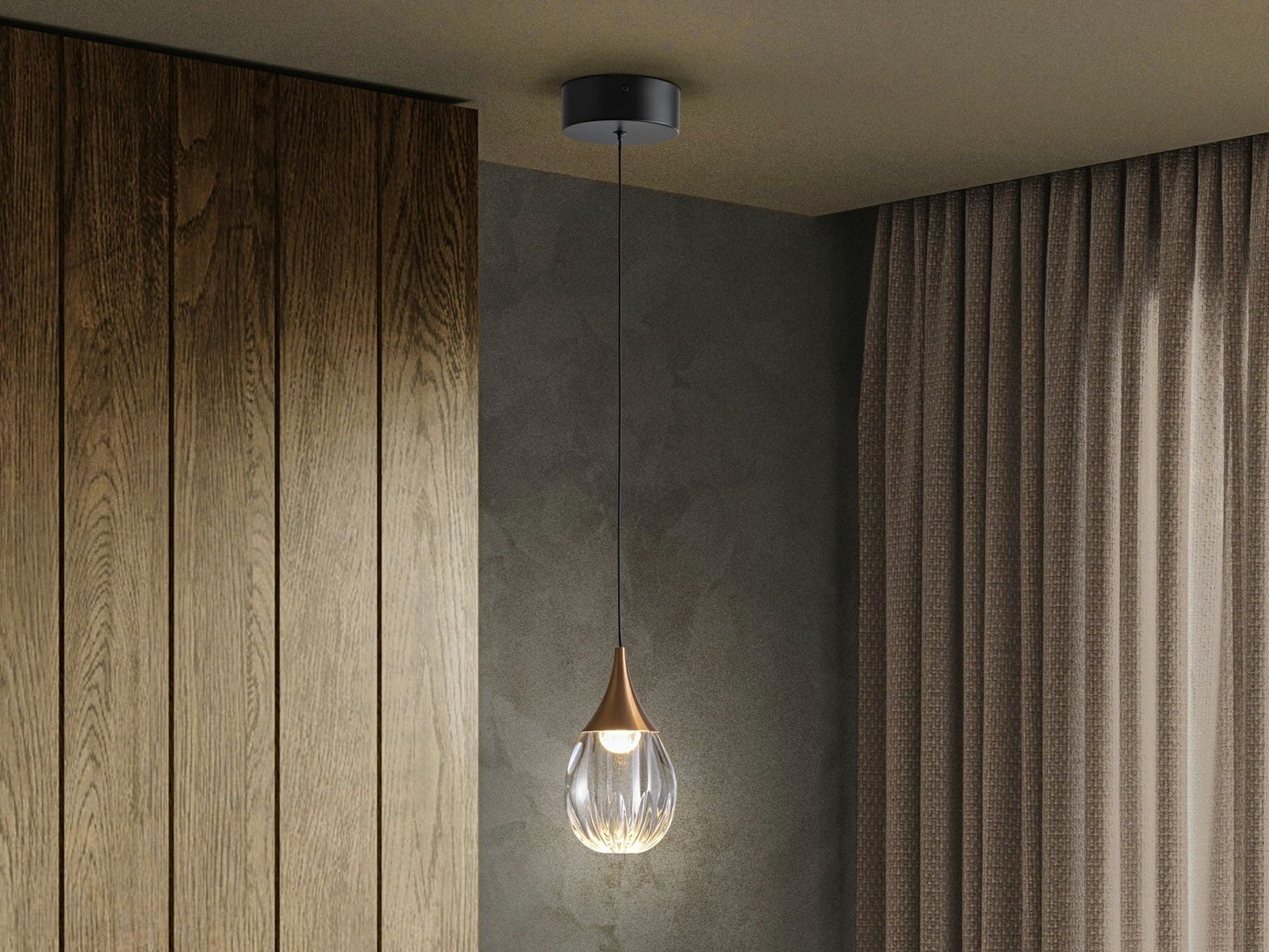 CORINA - LAMP 1L BLACK-COPPER