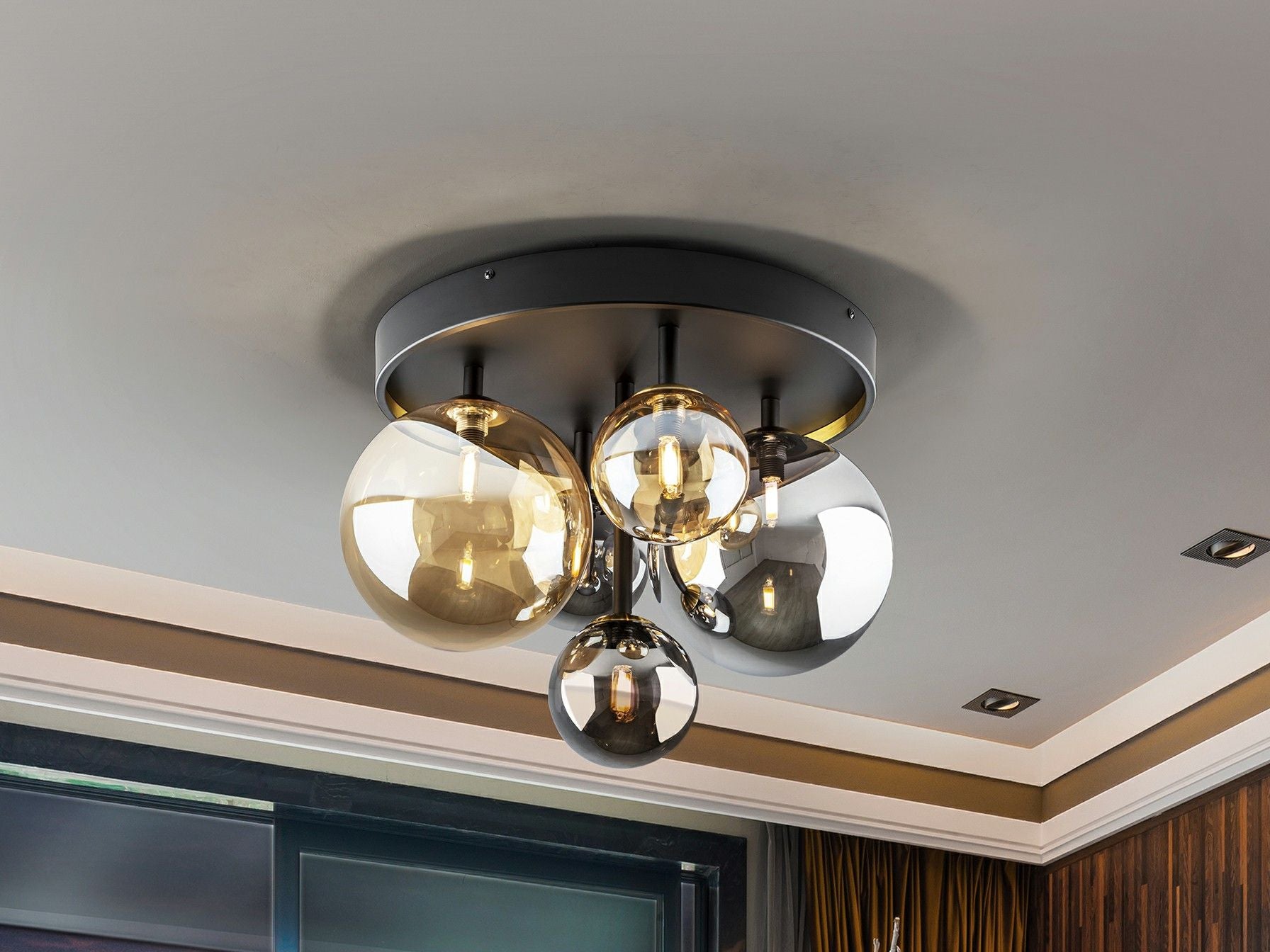 Dark Ceiling Lamp 5 Lights Black-Brass 439244