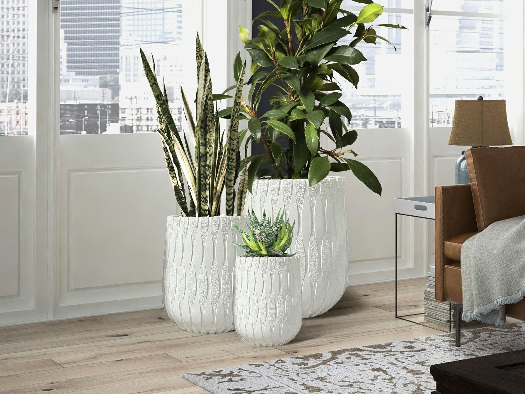 JAZMIN - SET 3 PLANTERS-WHITE