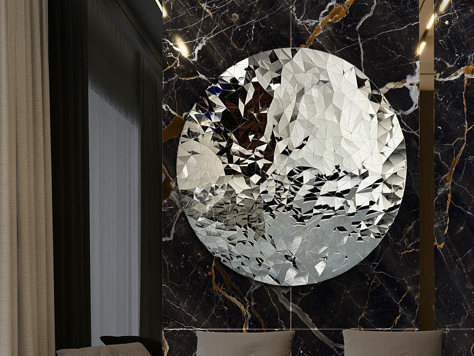 Polyedric 687713 POLYEDRIC- STEEL BAS-RELIEF CHROMED
