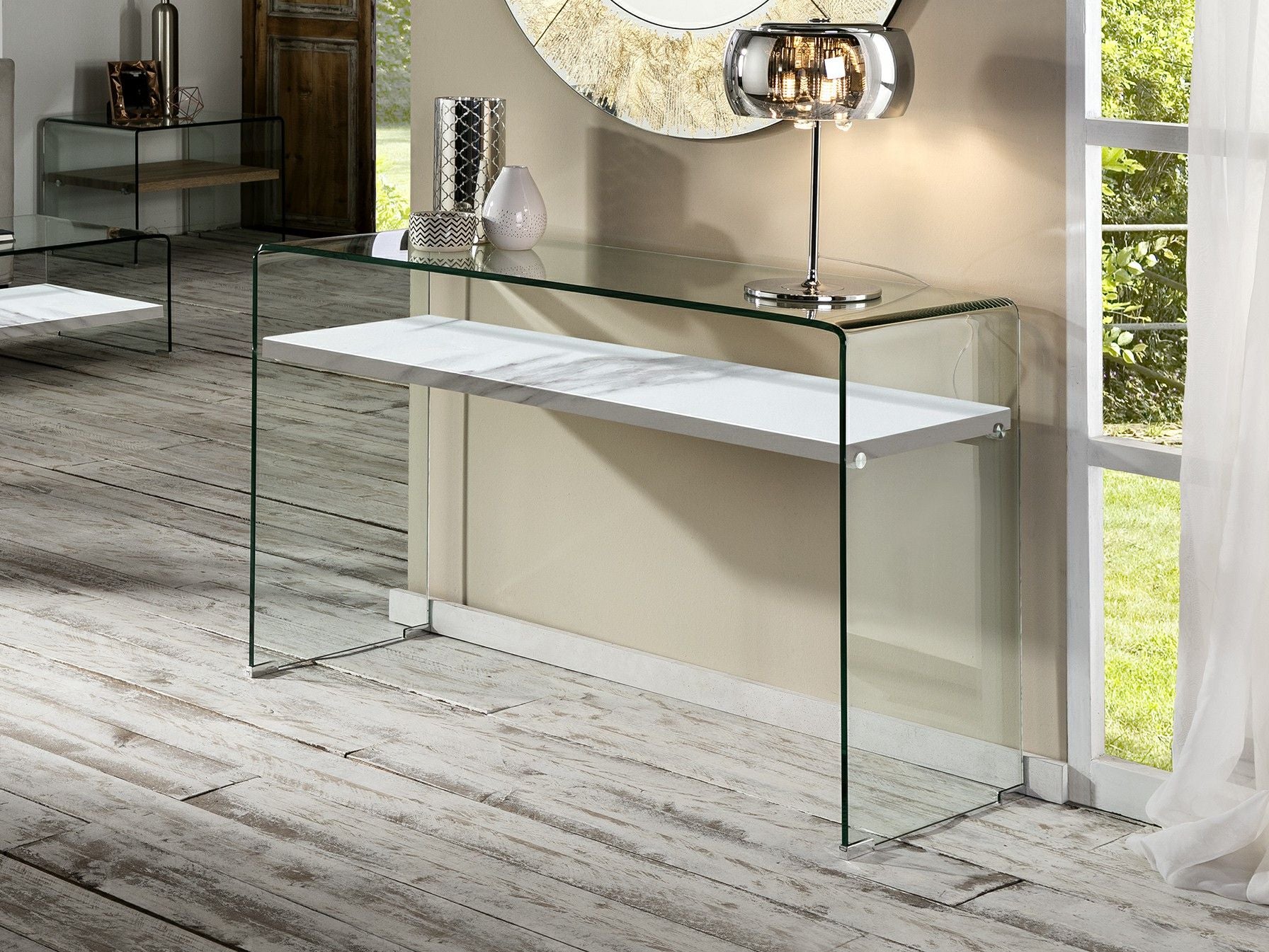 ·SONOMA·CONSOLE TABLE GLASS/WHITE