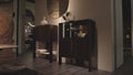 Cremona Chaise Longue Bar Unit with Sliding Door in Burned Oak